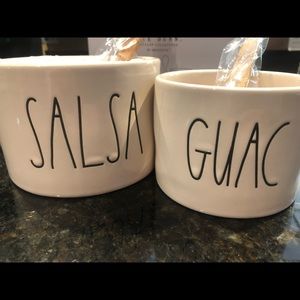 Rae Dunn SALSA & GUAC Bowl and Spoon Set